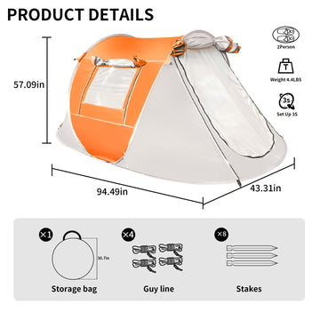 Mtenplay TENPLAY orange tent interior showing spacious room for 2-4 people