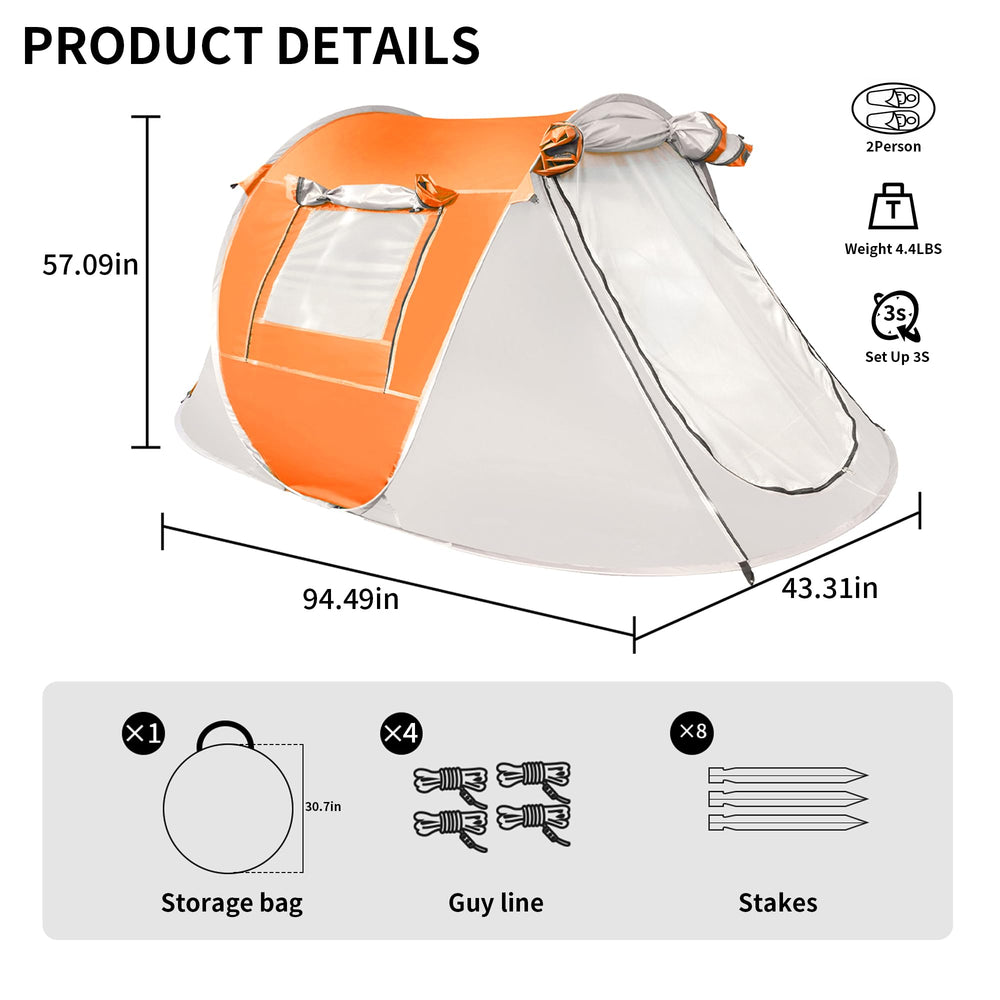 Mtenplay TENPLAY orange tent interior showing spacious room for 2-4 people