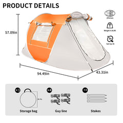 Mtenplay TENPLAY orange tent interior showing spacious room for 2-4 people