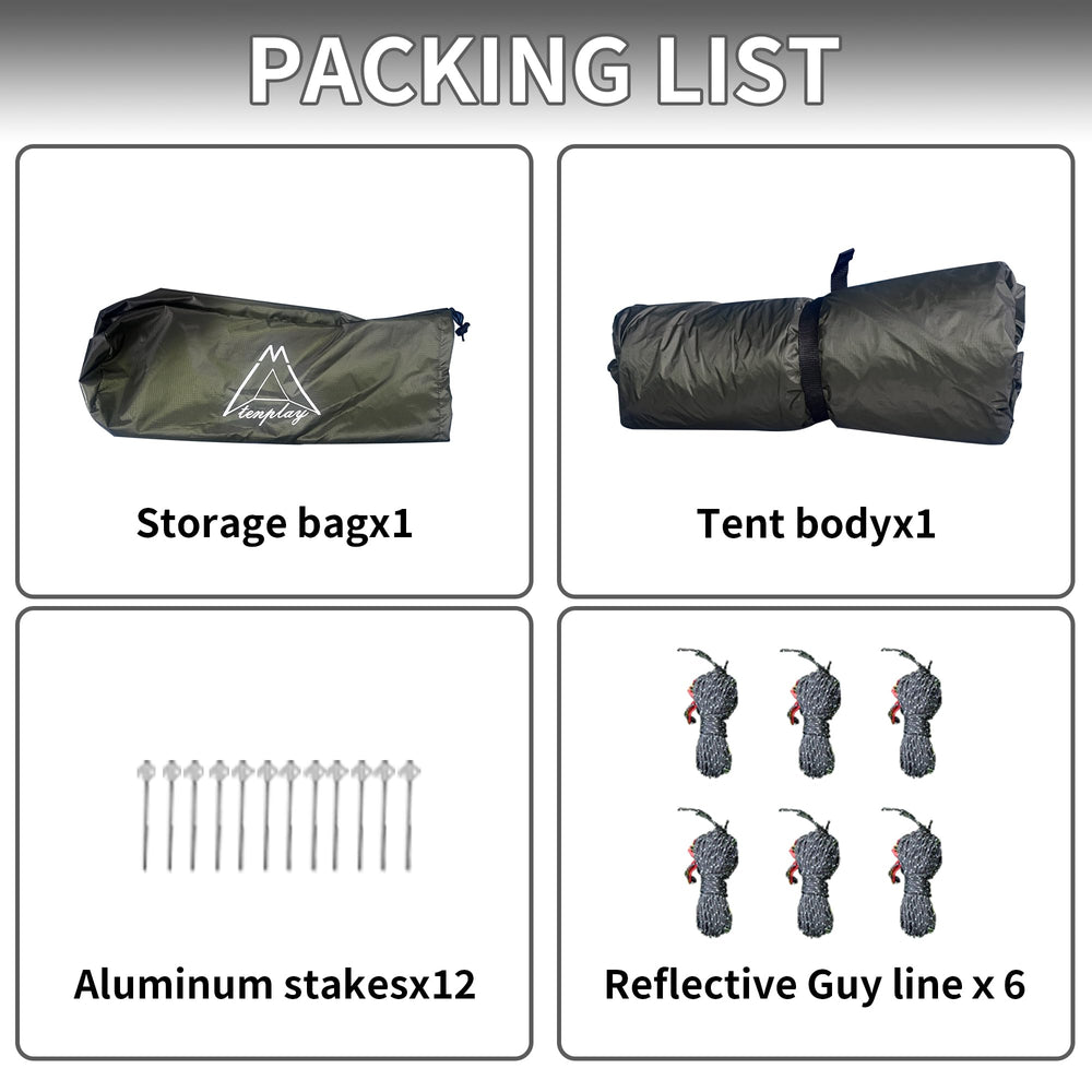 Mtenplay TENPLAY ultralight tent green 3-season versatility for hiking and mountaineering