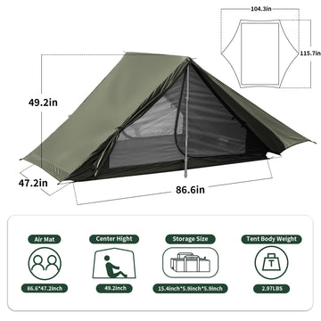 Mtenplay TENPLAY ultralight tent green open doors show breathable airflow system