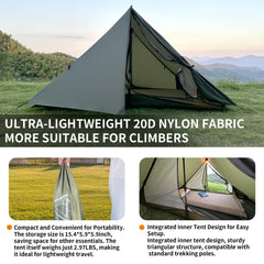 Mtenplay TENPLAY ultralight tent green vestibule provides convenient gear storage