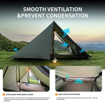 Mtenplay TENPLAY ultralight tent green waterproof zipper detail adds weather protection