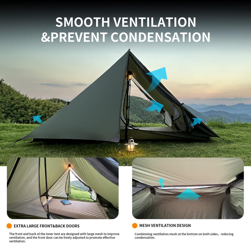 Mtenplay TENPLAY ultralight tent green waterproof zipper detail adds weather protection