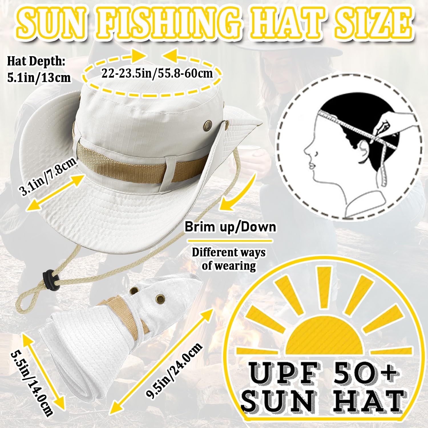 Mtgluk Fishing Hat side view showing adjustable chin strap