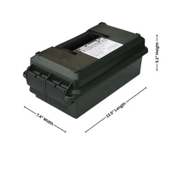 Close-up of MTM AC30C-11 ammo can green 30-caliber with rugged finish