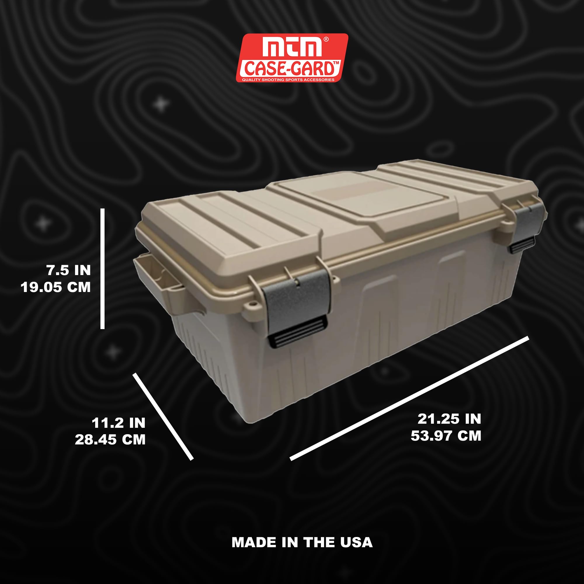 Strong snap latches and padlock tabs on MTM ACDC30