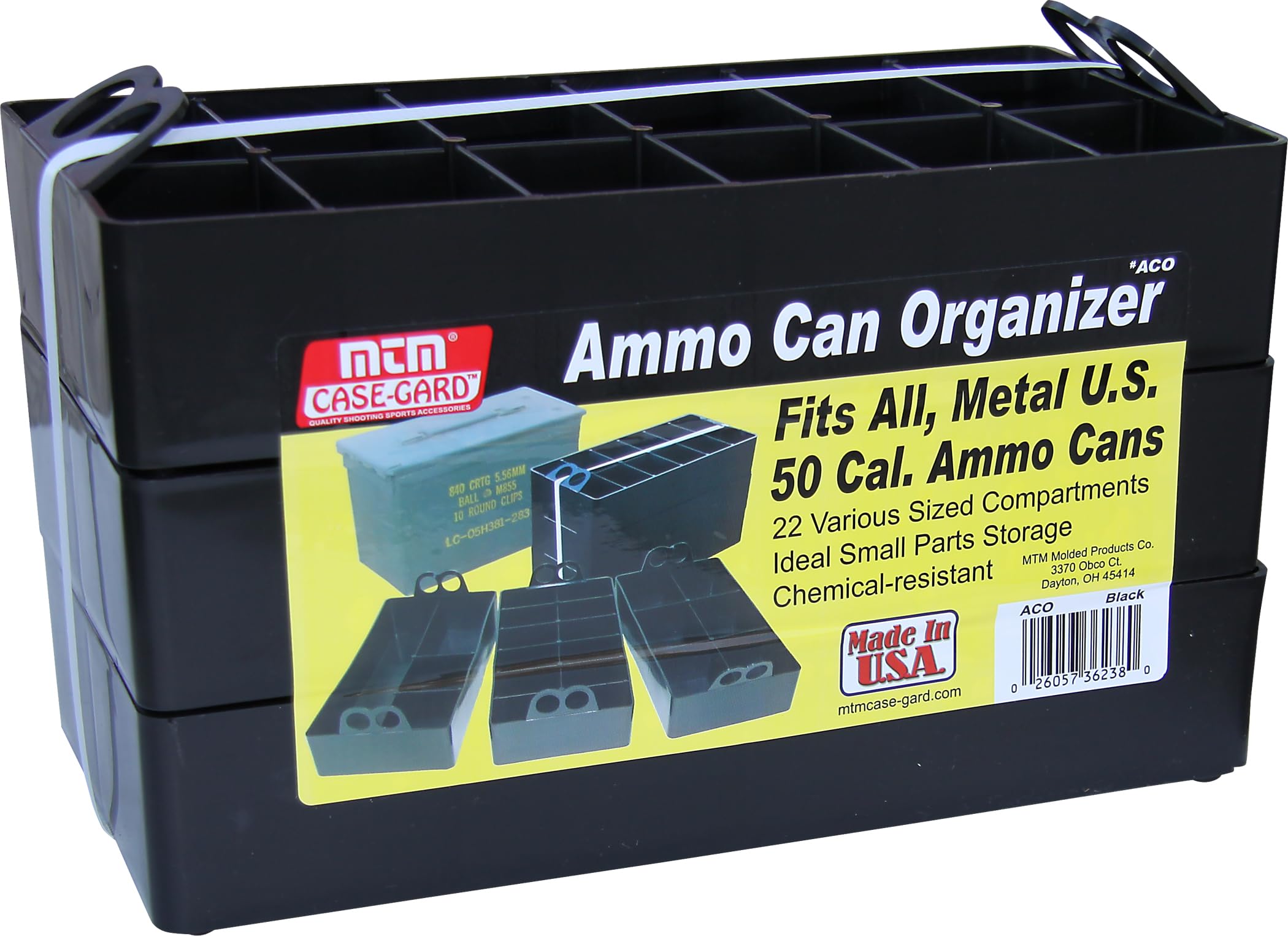 Black MTM ACO ammo can organizer trays in 3-pack