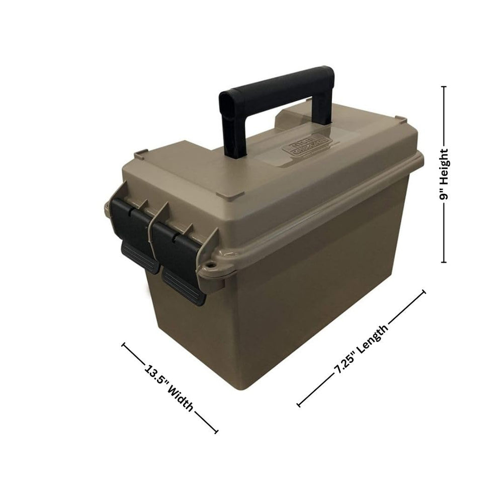 Close-up of water resistant O-ring seal and double padlock tabs on MTM ammo can