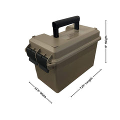 Close-up of water resistant O-ring seal and double padlock tabs on MTM ammo can