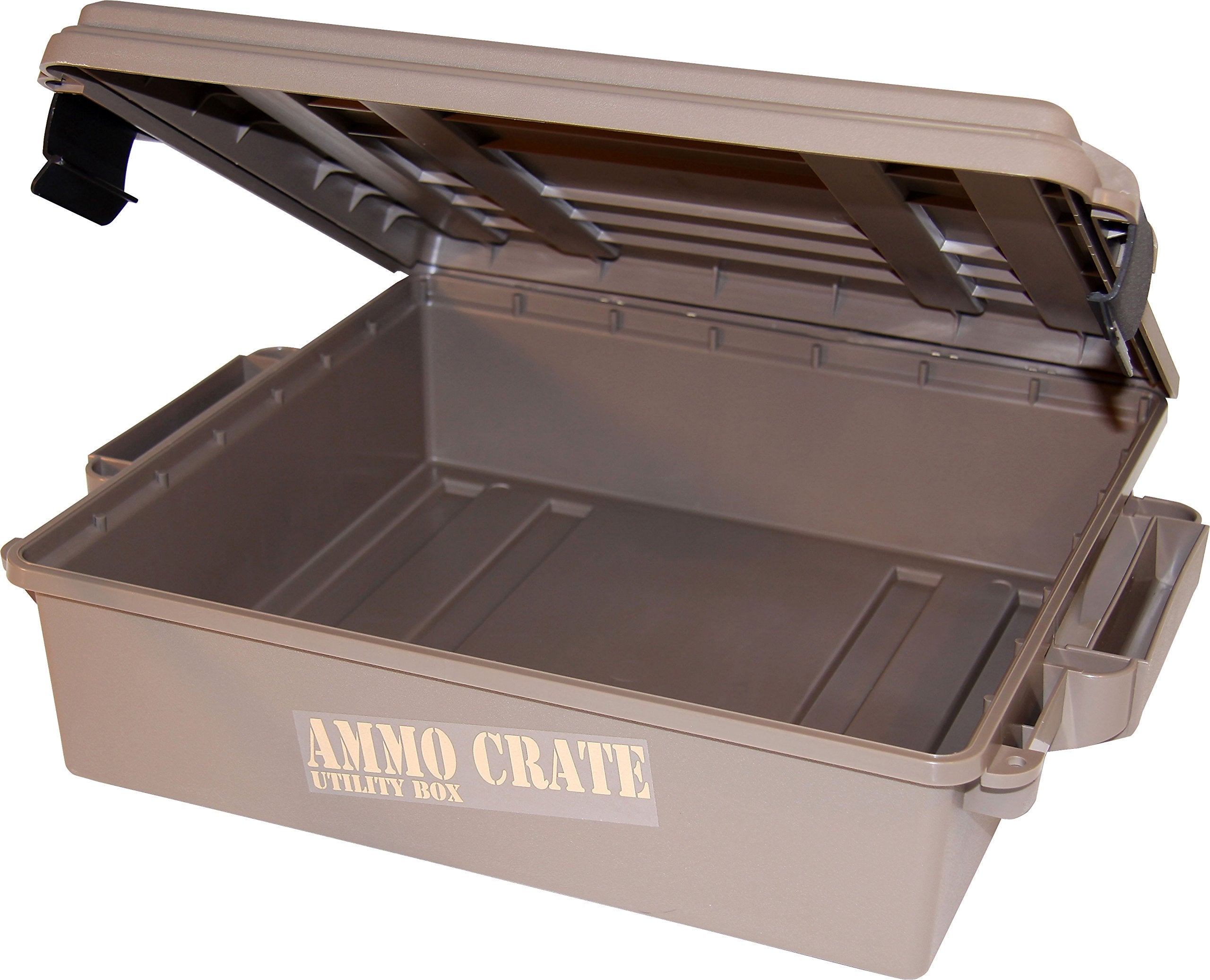 Ammo crate showing side handles and carry capacity