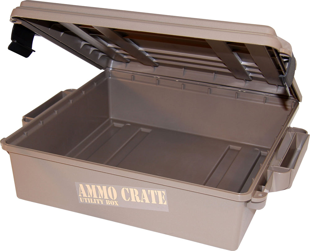 Ammo crate showing side handles and carry capacity