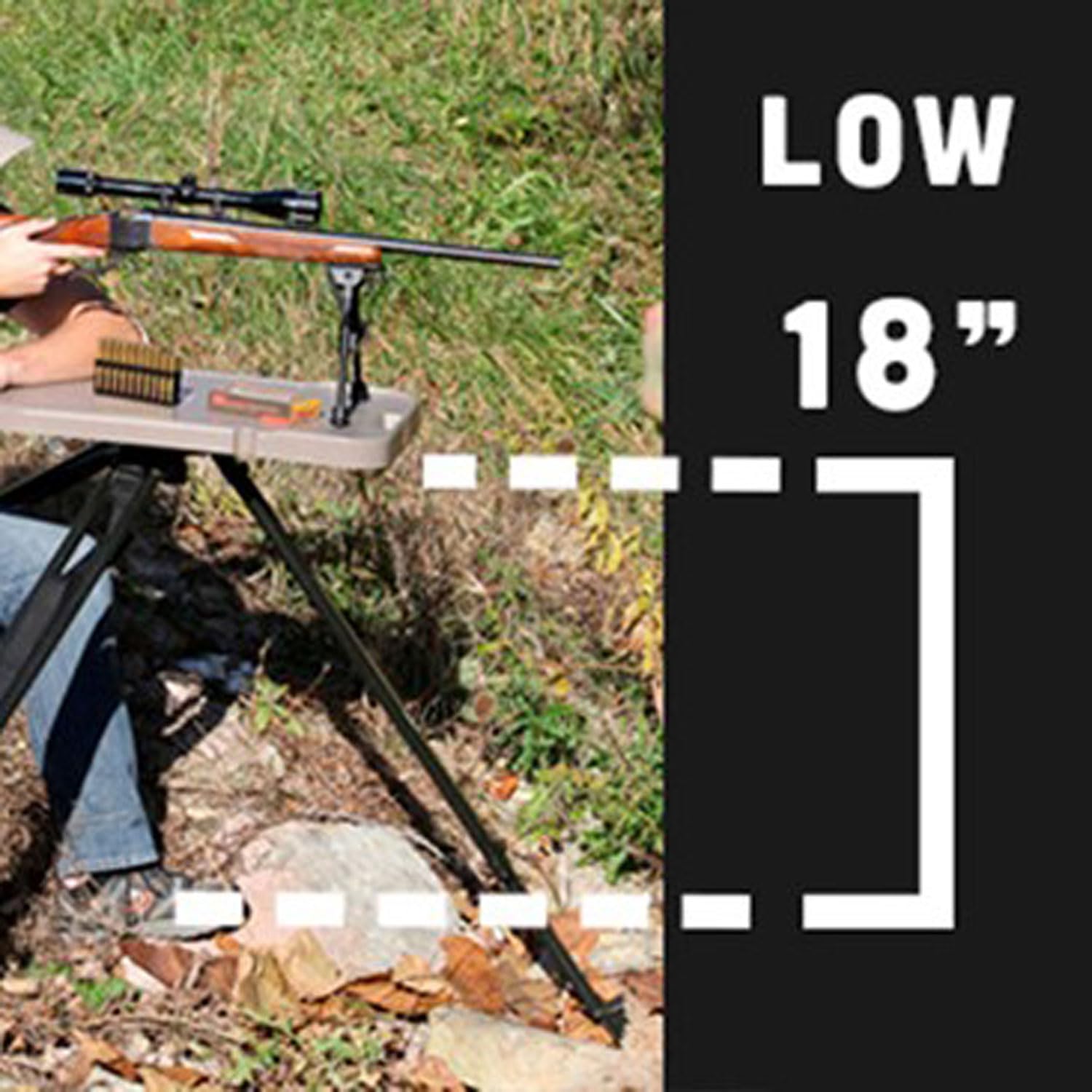 High-low shooting table ready for predator, varmint, and target shooting