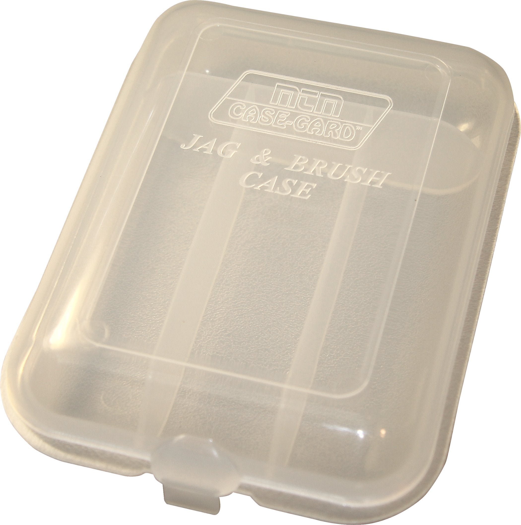 MTM JAG-00 case front view highlighting four compartments for calibers