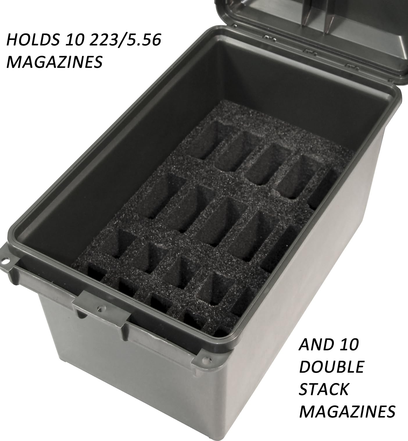 Stackable design with triple padlock tabs for security