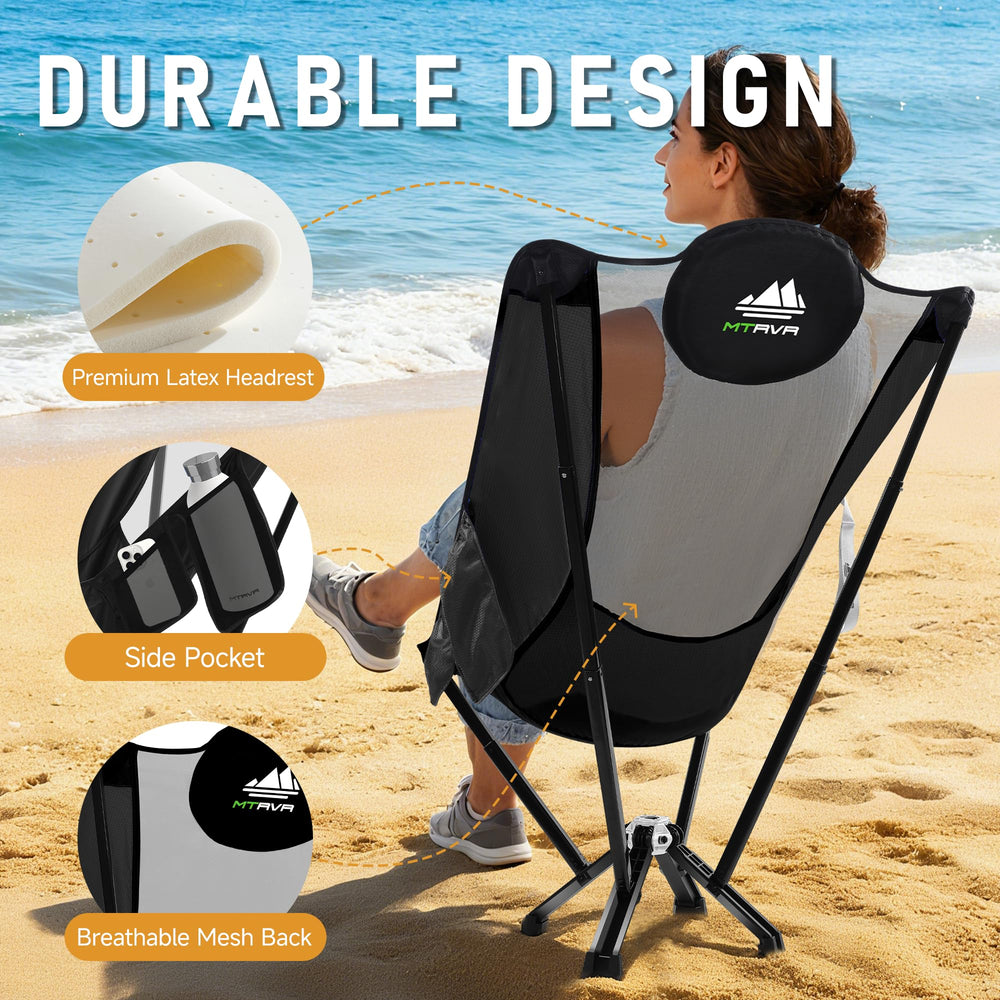 MTRVR aluminum frame chair lightweight yet strong, ideal for camping and RV travel