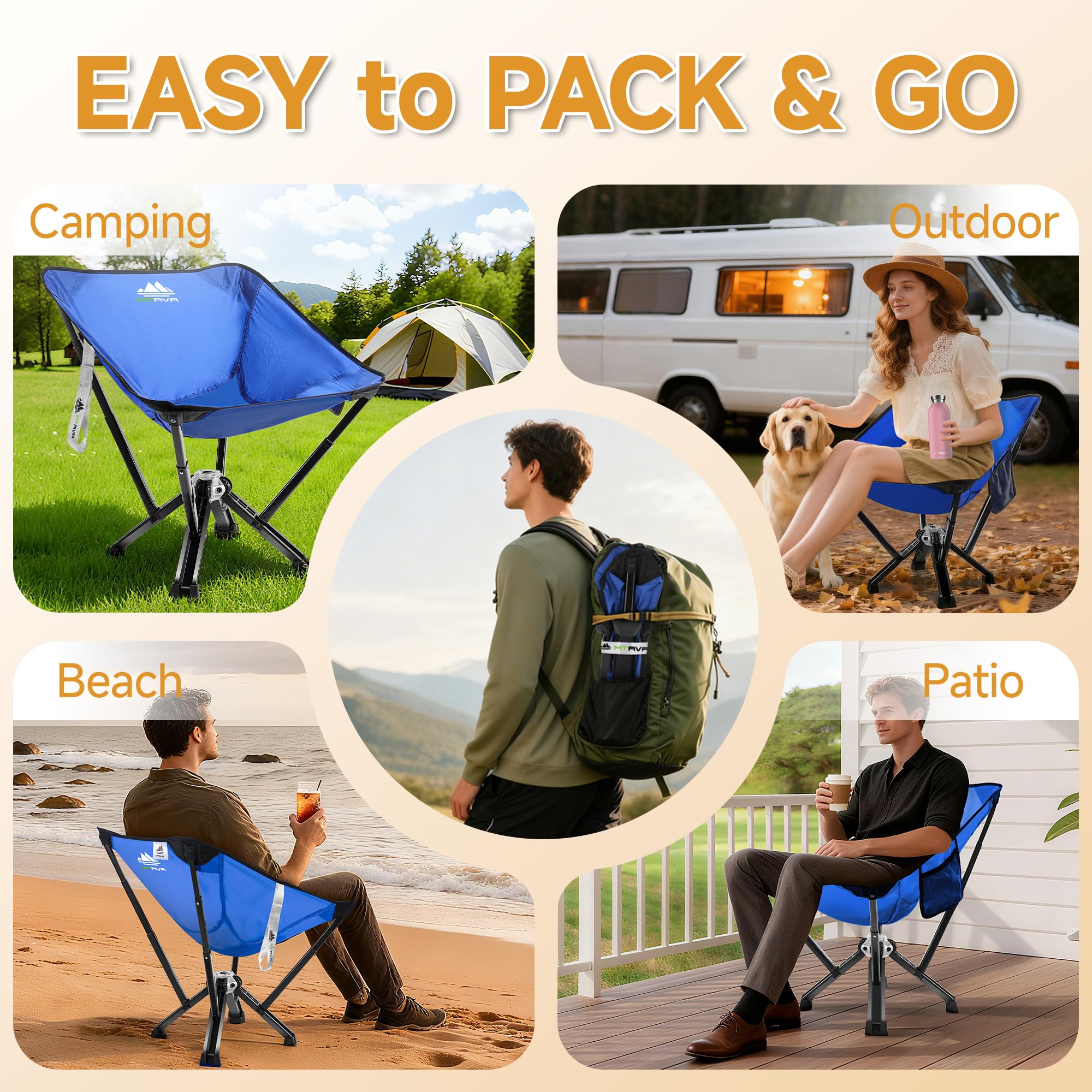 MTRVR chair in beach or camping setup offering versatile outdoor seating.