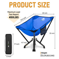 MTRVR camping chair with anti-slip feet on grass for stable ground grip.