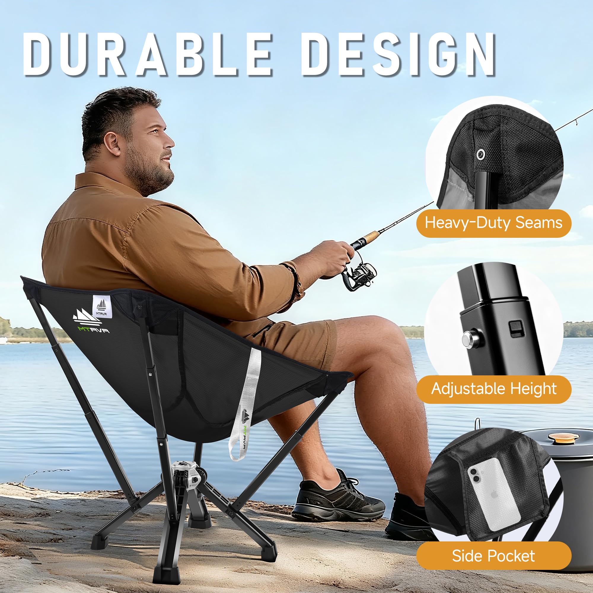 MTRVR camping chair anti-slip feet on sand improve stability