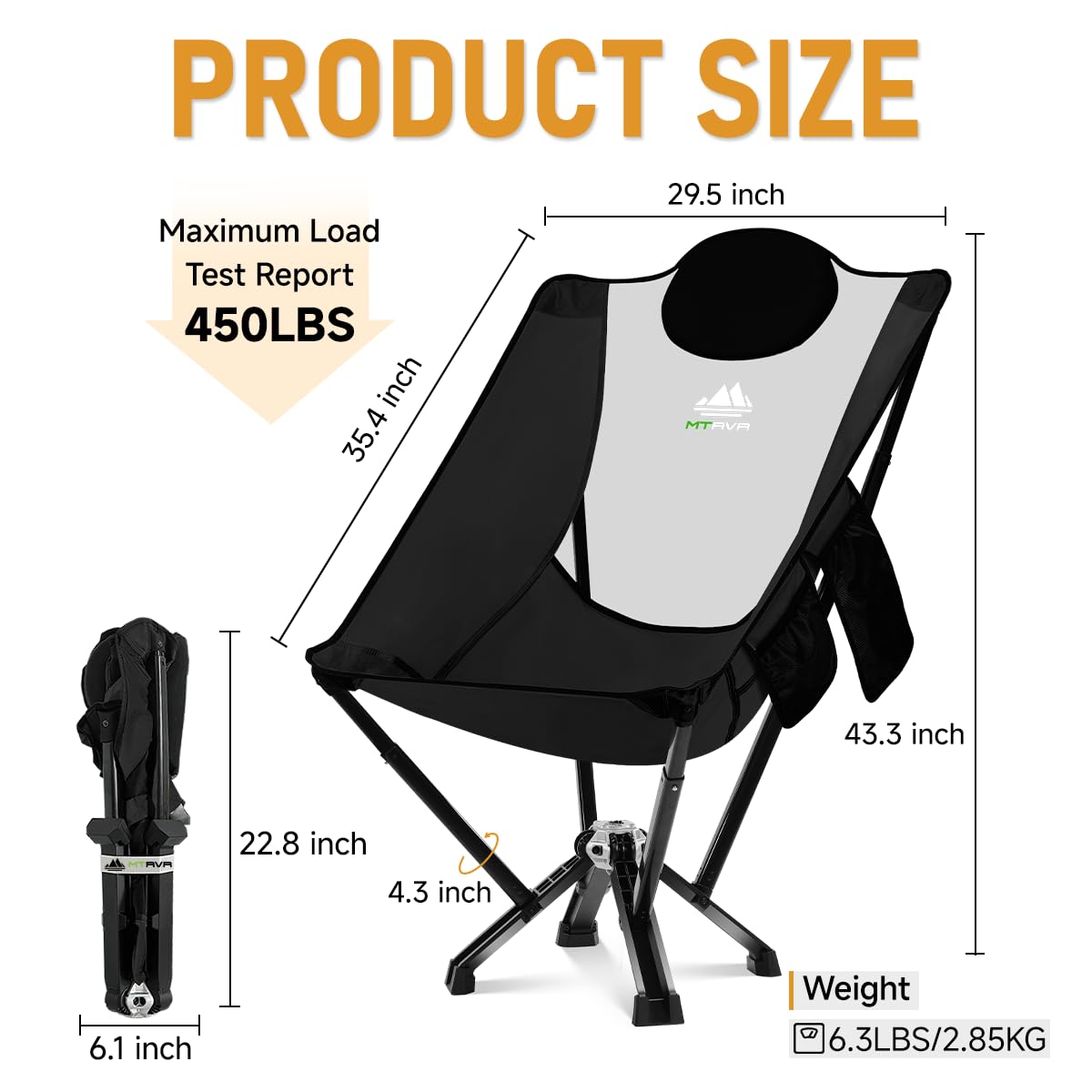 MTRVR heavy-duty chair with 450 lbs capacity highlighting reinforced joints for stability