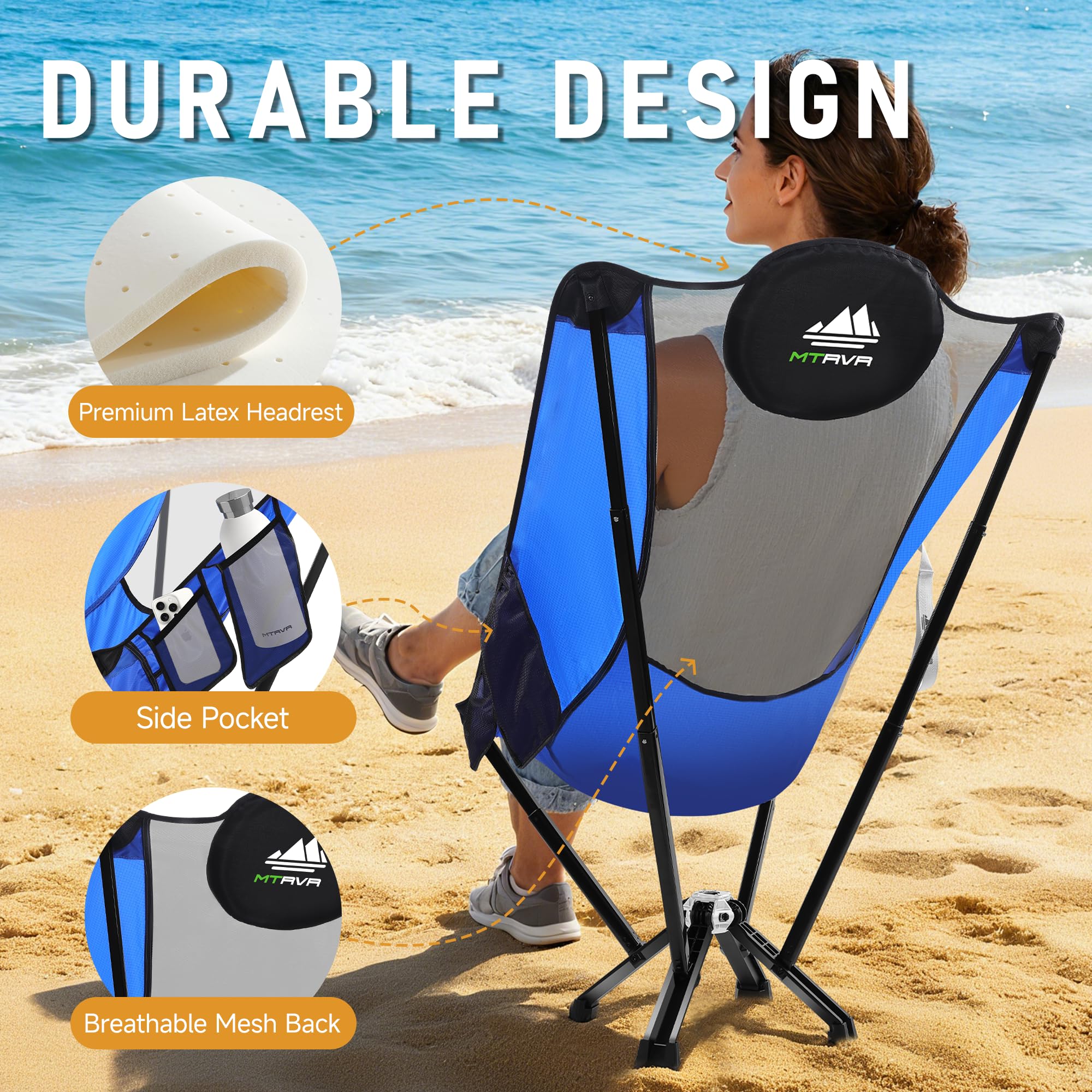 MTRVR high-back chair with aluminum frame offers lightweight durability for adventures.