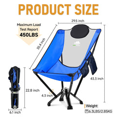 MTRVR high-back chair folded for compact storage and travel.