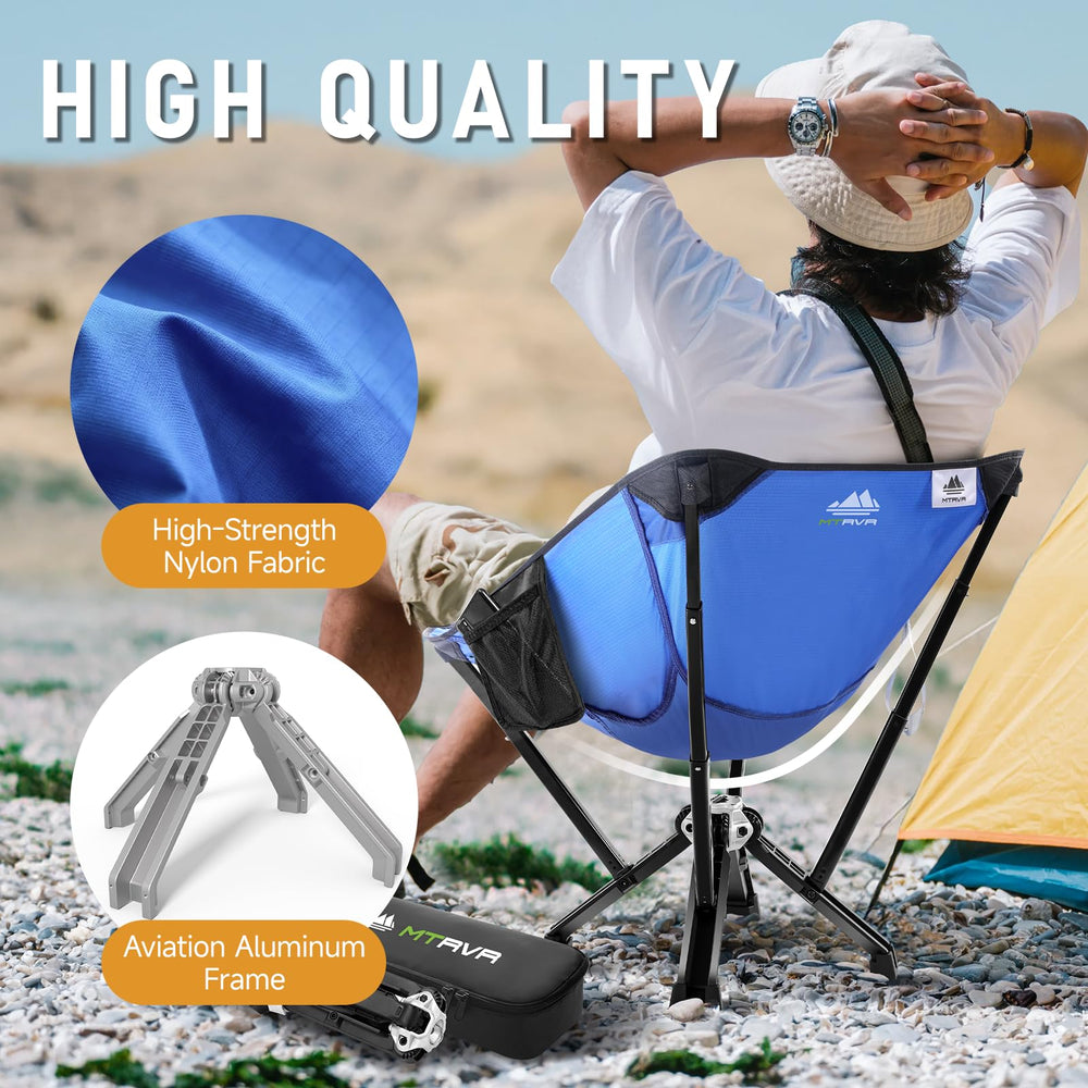 MTRVR portable outdoor chair ready for camping, fishing, or beach trips.