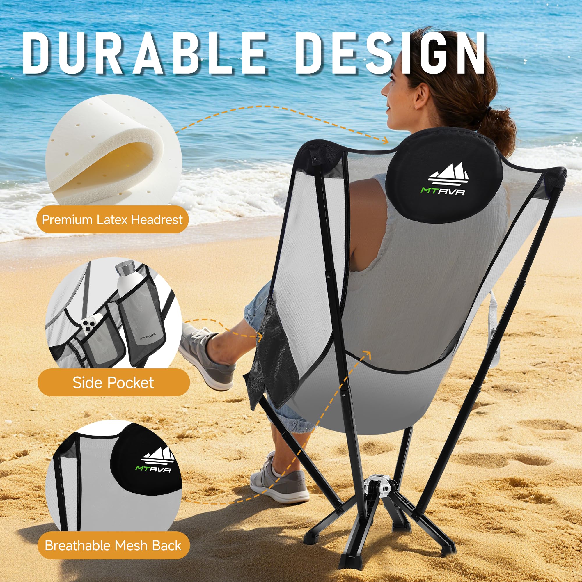MTRVR tear-resistant fabric seat ensures long-lasting comfort.