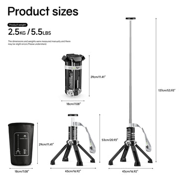 MTRVR camping light with bag included for easy transport