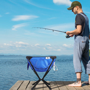 MTRVR ultralight chair tucked in a backpack pocket for grab-and-go travel