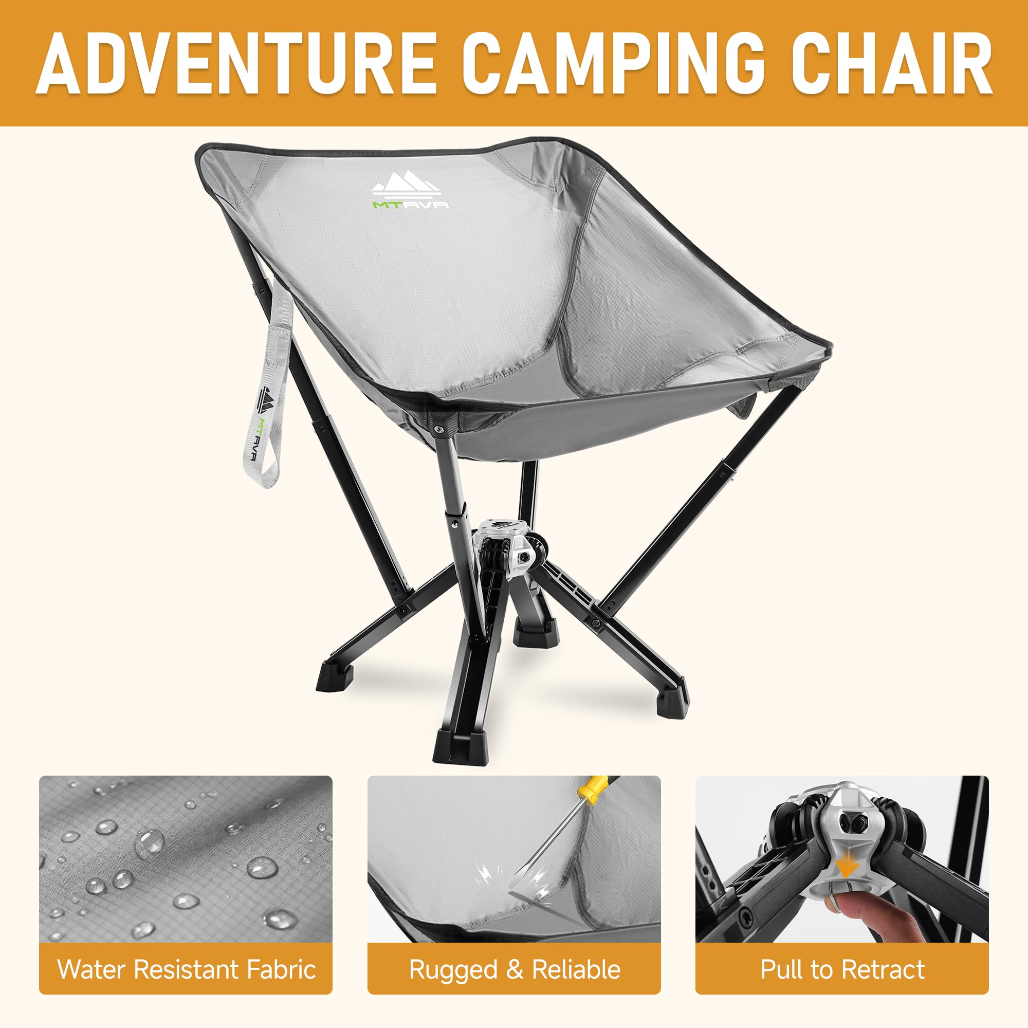 MTRVR breathable seat fabric enhances airflow for all-day outdoor comfort.