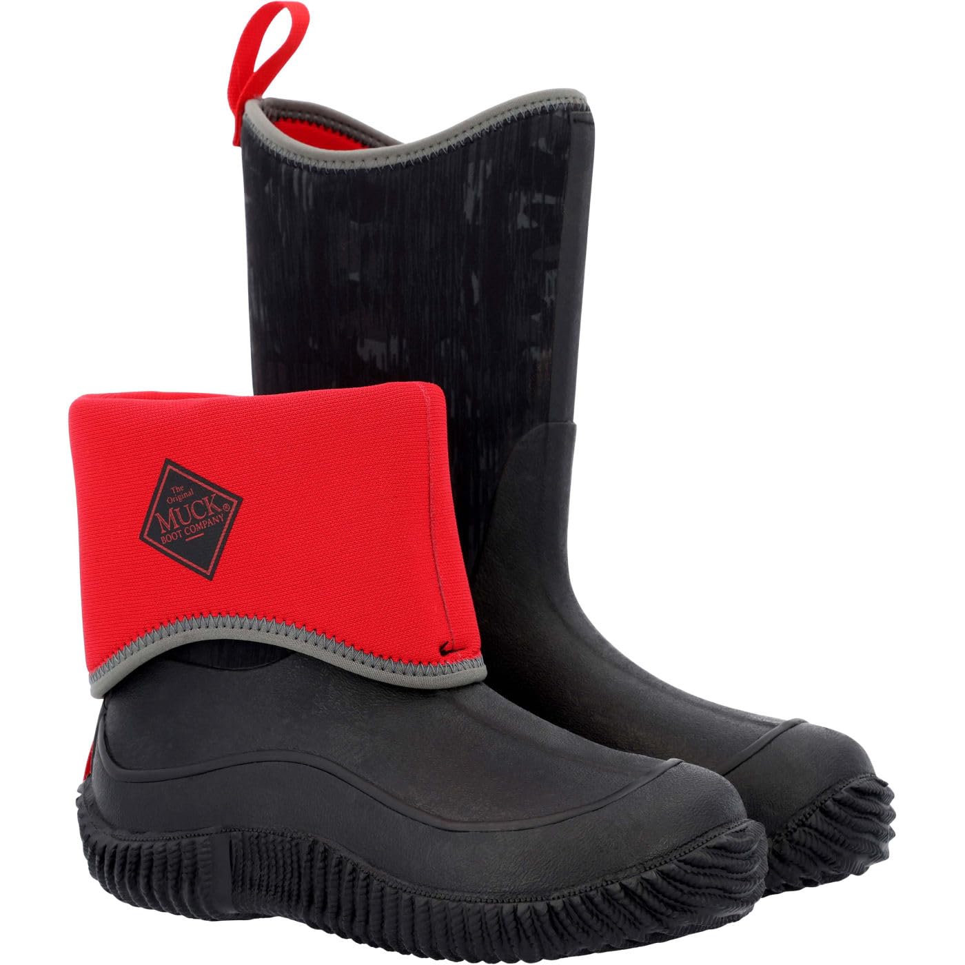 MUCK Kids Hale boot black inside-label indicates comfy fit for growing feet.