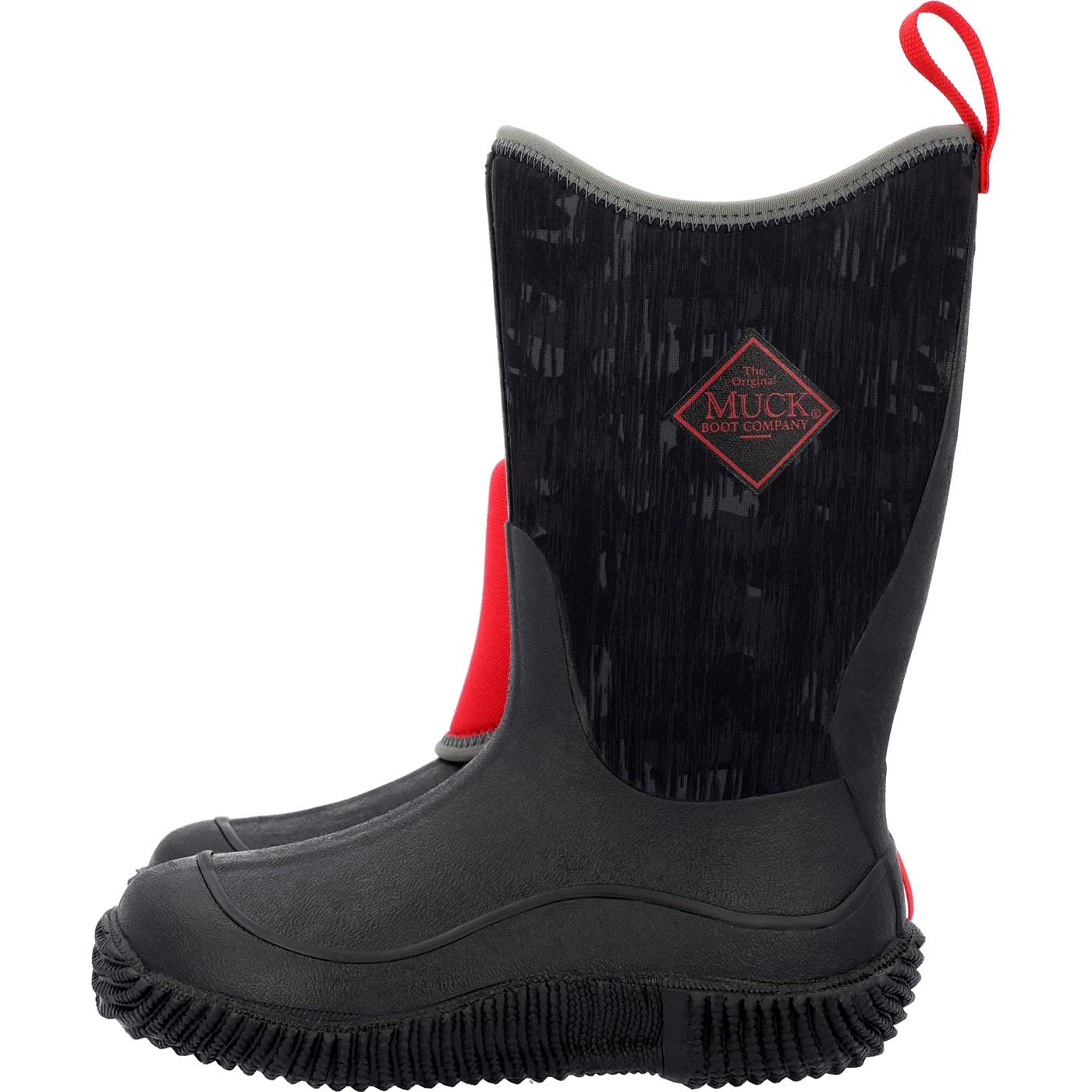 MUCK Kids Hale boot black opening shows breathable mesh lining for airflow.