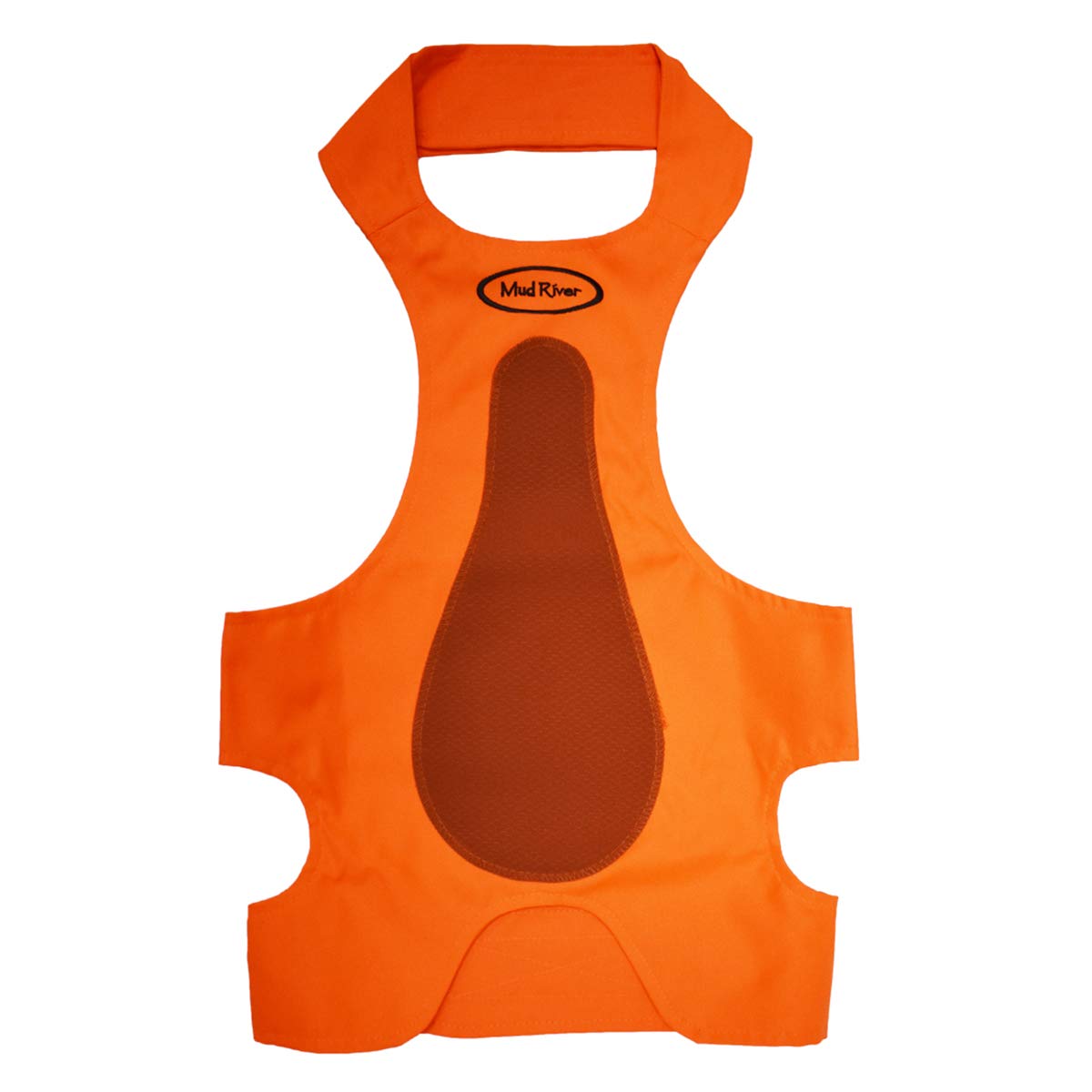 Mud River chest protector in blaze orange offers high visibility on rugged trails