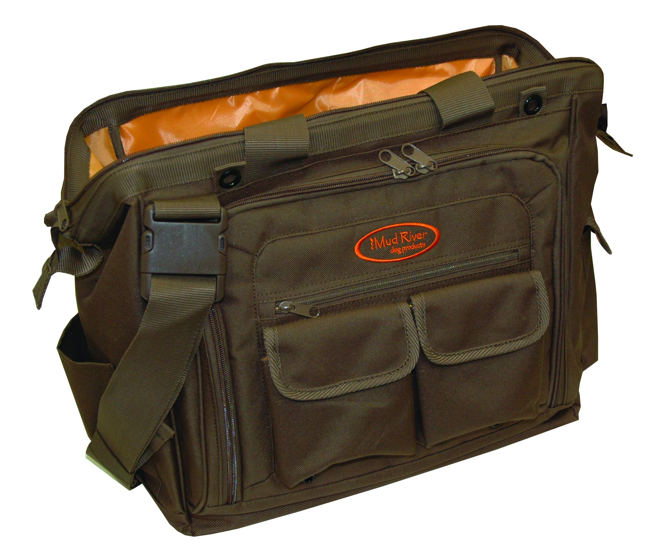 Mud River Dog Handler Bag brown opening demonstrates quick-access doctor's bag design for gear.