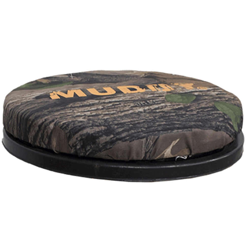 MUDDY 360-degree swivel seat in camo for versatile field rotation and quick observation.