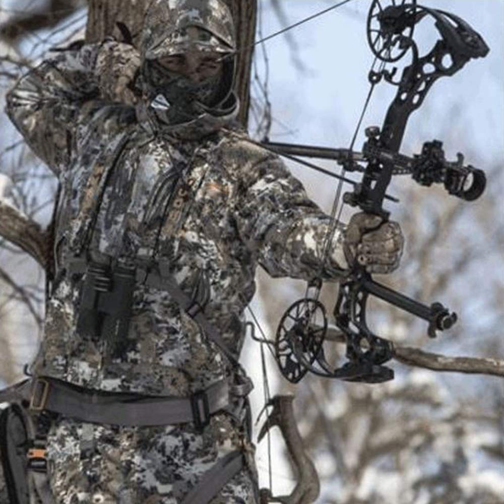 MUDDY Ambush Safety Harness quick-set carabiner lets you secure gear with one hand.