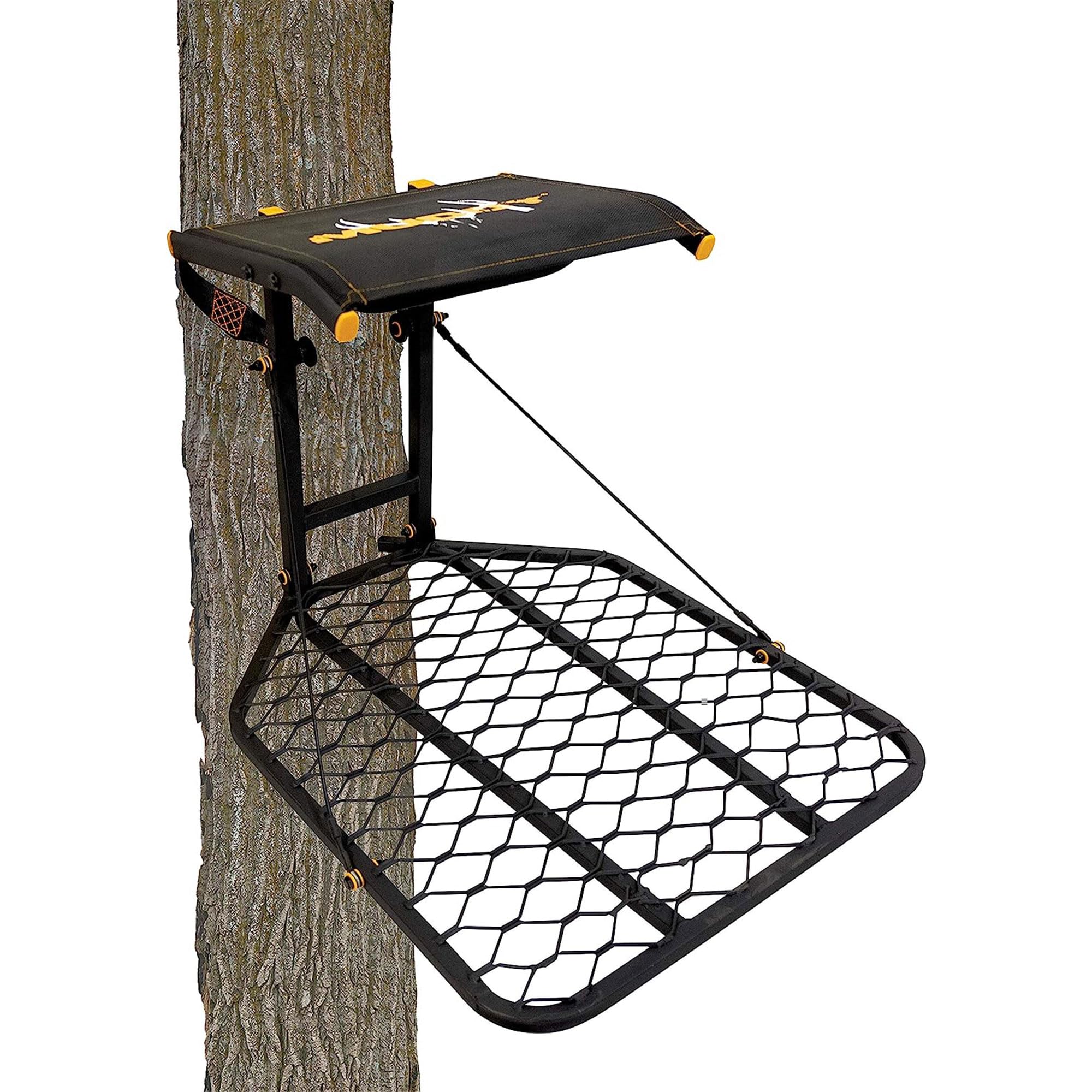 MUDDY The Boss Hang-On Stand silent straps for stealthy hunts.