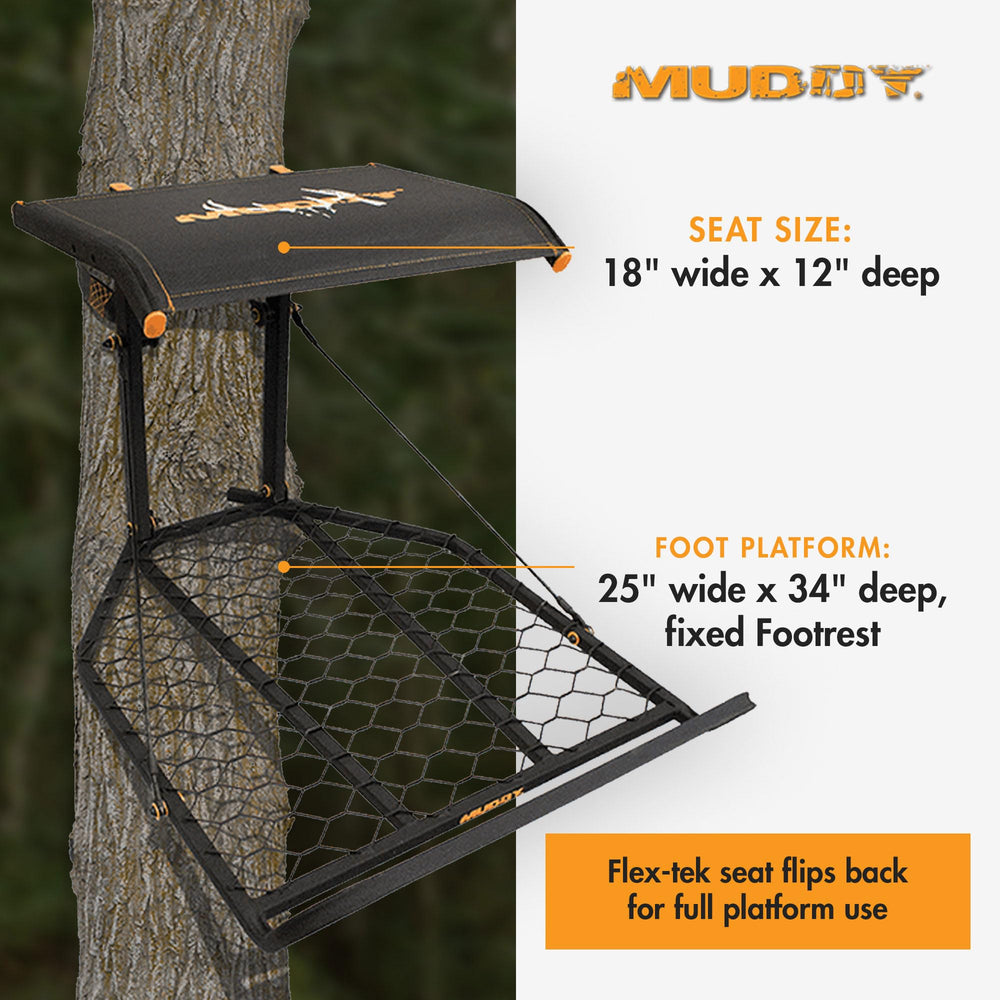 MUDDY Boss XL FlexTek seat provides all-day comfort during hunts.