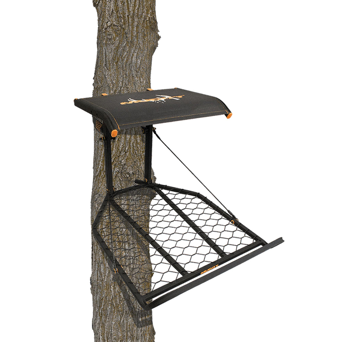 MUDDY The Boss XL hang-on stand setup for stealth deer hunting.