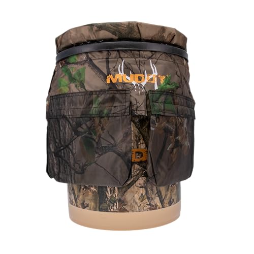MUDDY Camouflage Pail Cover with Accessory Pouch for concealed storage on hunts