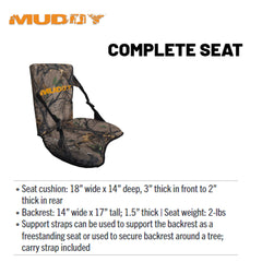 Backrest of Muddy Complete Seat measuring 14W x 17T