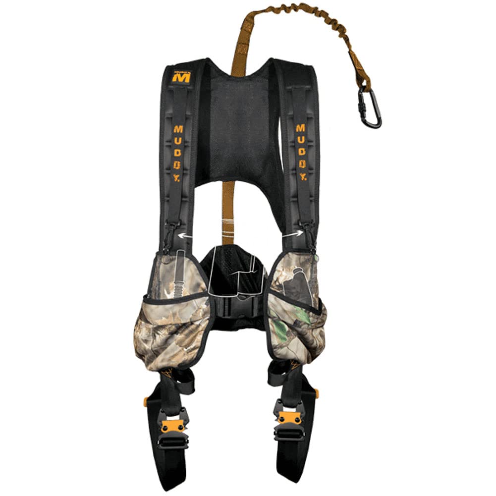 MUDDY Crossover Harness Combo with quick-release buckle for secure fitting on the stand.