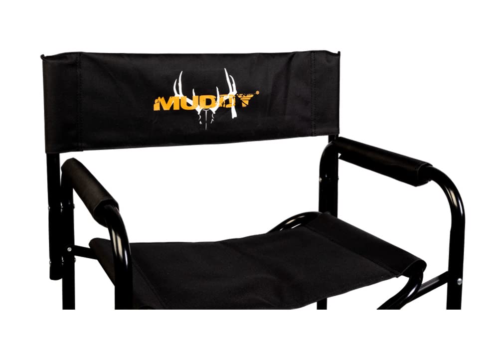 Muddy Directors portable folding chair easily travels in car trunks or packs