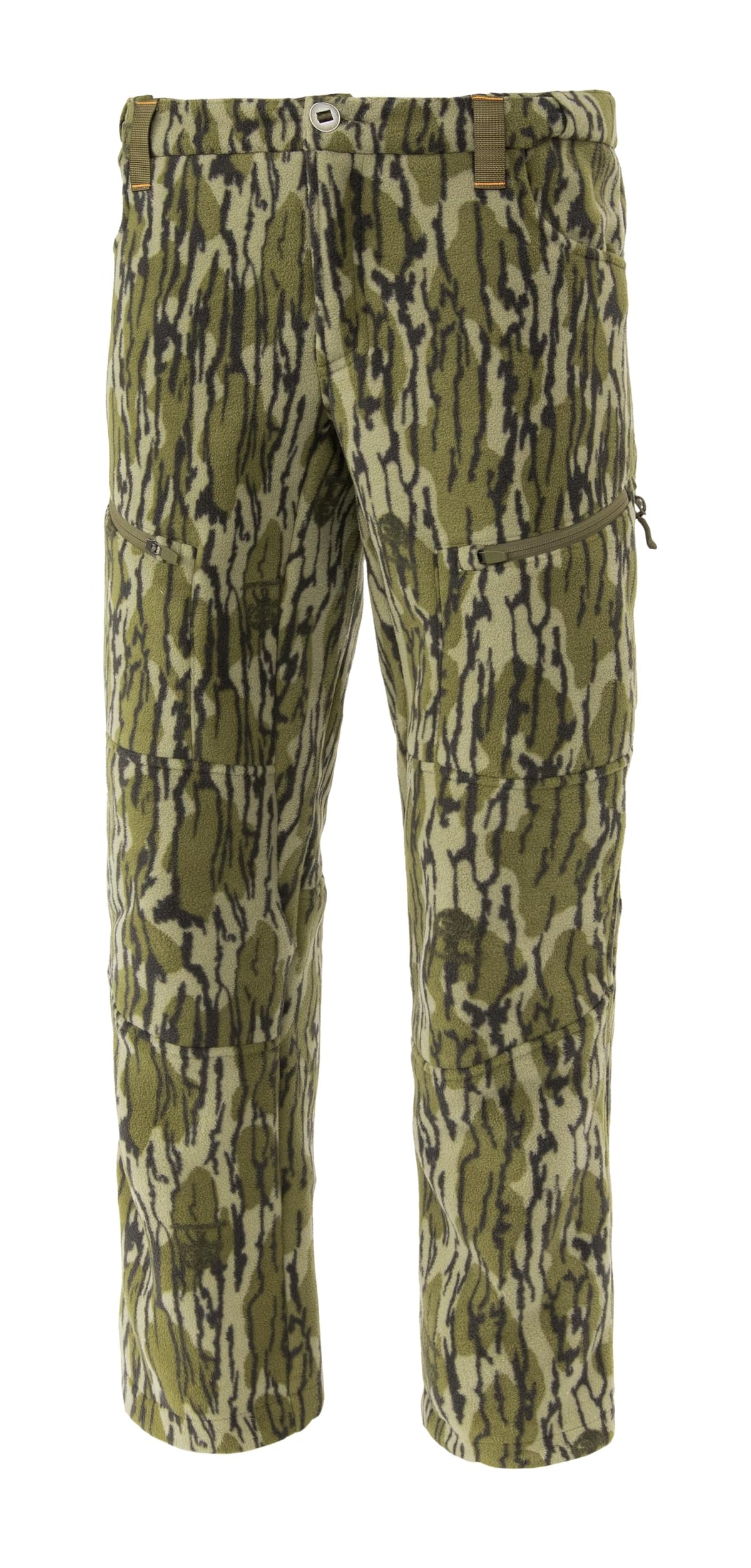 MUDDY DV8 Morph pants in Mossy Oak Bottomland, front view for rugged hiking comfort