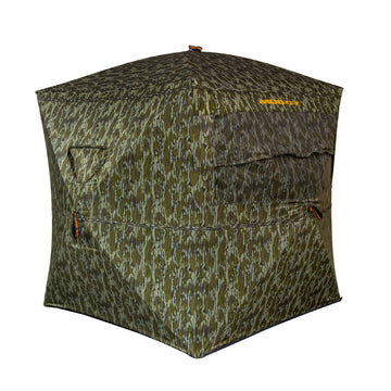 MUDDY Infinity Evo Ground Blind setup view showing quick concealment and mossy oak camo