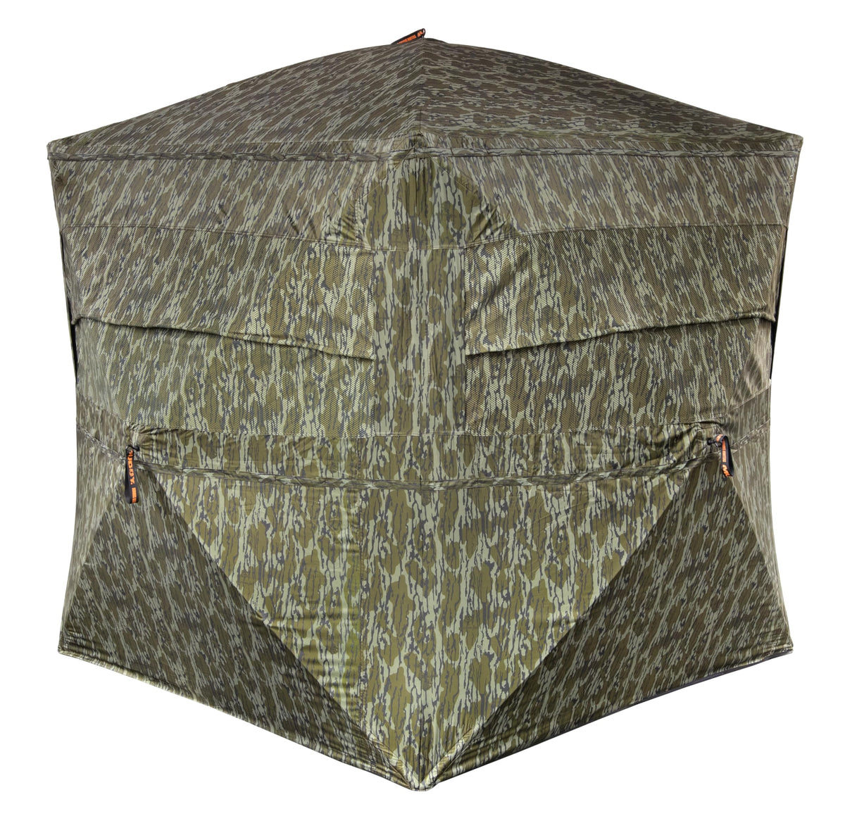 Muddy Infinity Evo Max ground blind front view showing concealment and gear space