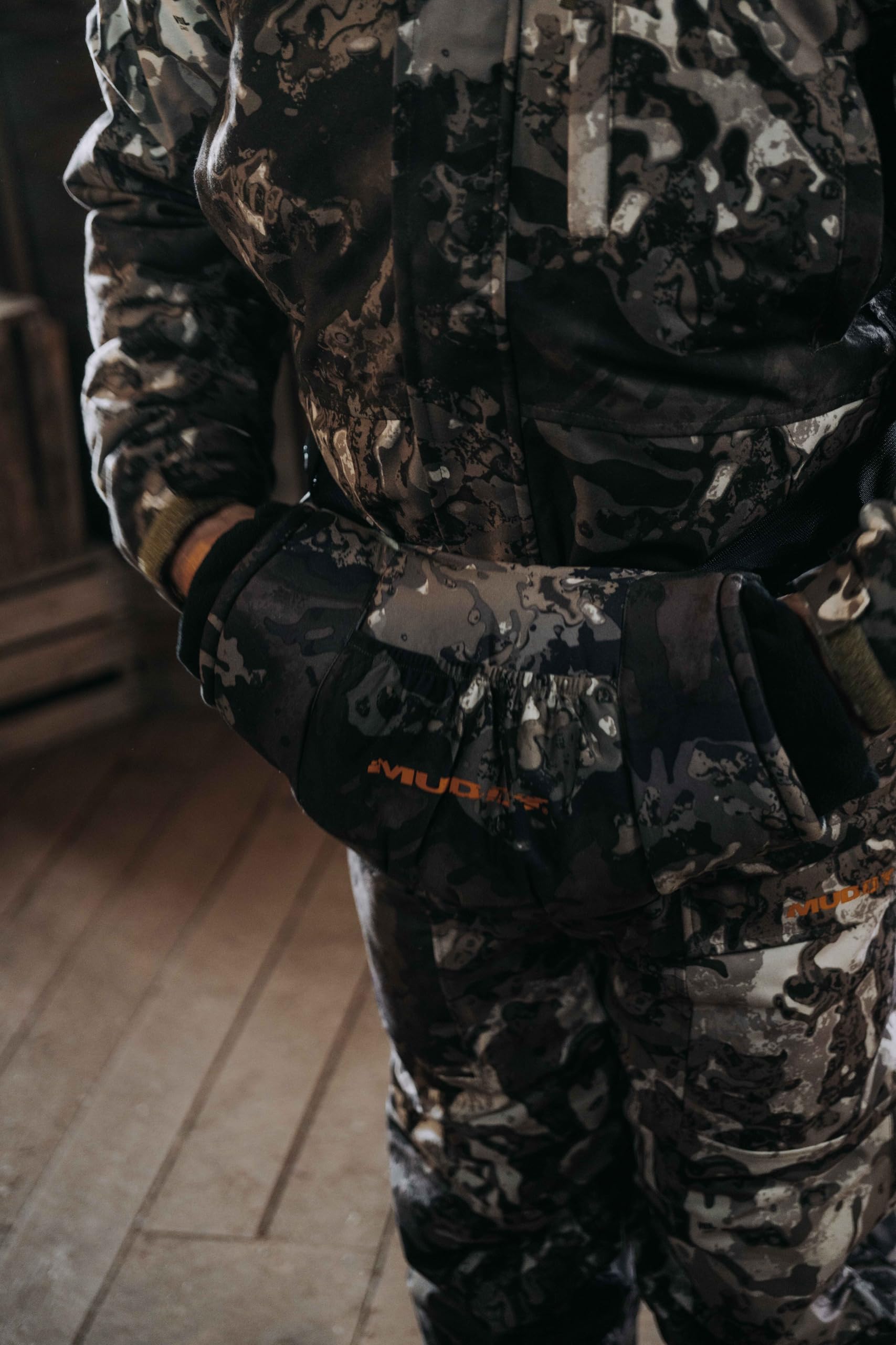 MUDDY poly-fill insulation dries quickly and stays warm when damp