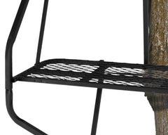 Padded shooting rail on Muddy Legend XLT ladder stand