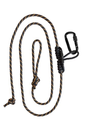 MUDDY lineman's rope with prusik knot included for controlled movement.